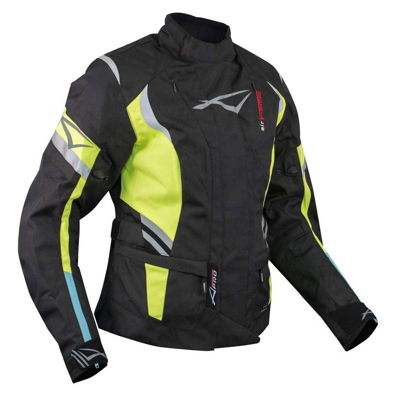 A-Pro Textiljacke Motorrad Touring Damen Protektoren Thermofutter Wasserdicht Fluo L von A-Pro