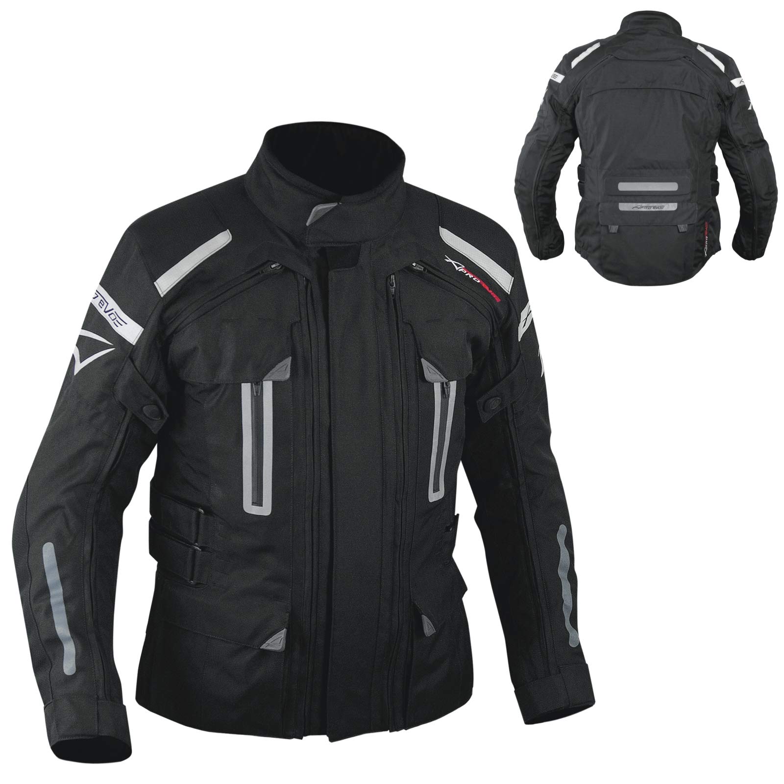 A-Pro Textiljacke Motorrad Wasserdicht Thermofutter CE Protektoren Schwarz M von A-Pro