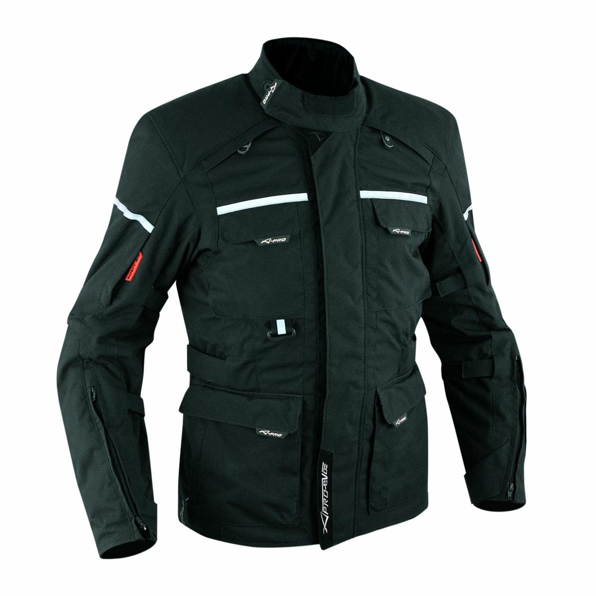 A-Pro Textiljacke Thermofutter Wasserdicht CE Protektoren Motorrad Roller Schwarz 3XL von A-Pro