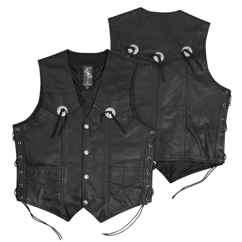 A-Pro Vest leather Waistcoat Biker Motorcycle Motorbike Cow Hide Cruiser Black XL von A-Pro