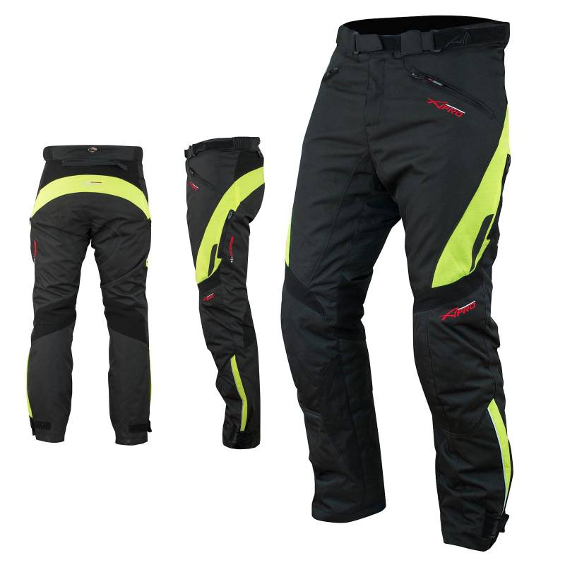 A-Pro Wasserdichte Motorrad Textil Damen Hose Thermofutter Atmungsaktiv Fluo 30 von A-Pro