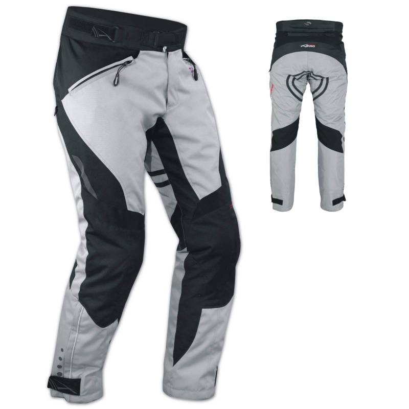 A-Pro Wasserdichte Motorrad Textil Hose Thermofutter Atmungsaktiv Grau 34 von A-Pro