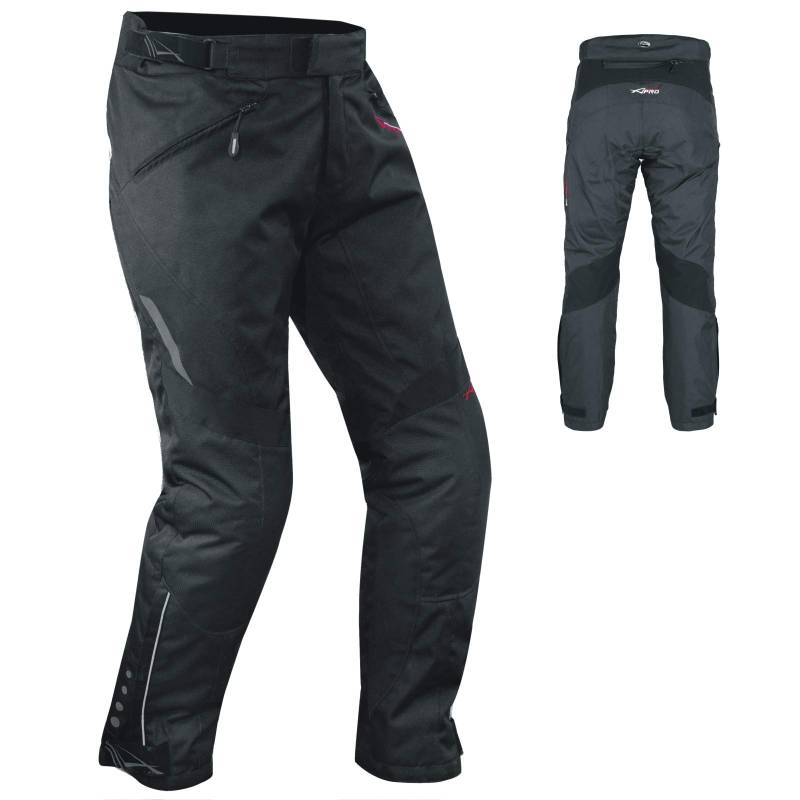 A-Pro Wasserdichte Motorrad Textil Hose Thermofutter Atmungsaktiv Schwarz 38 von A-Pro