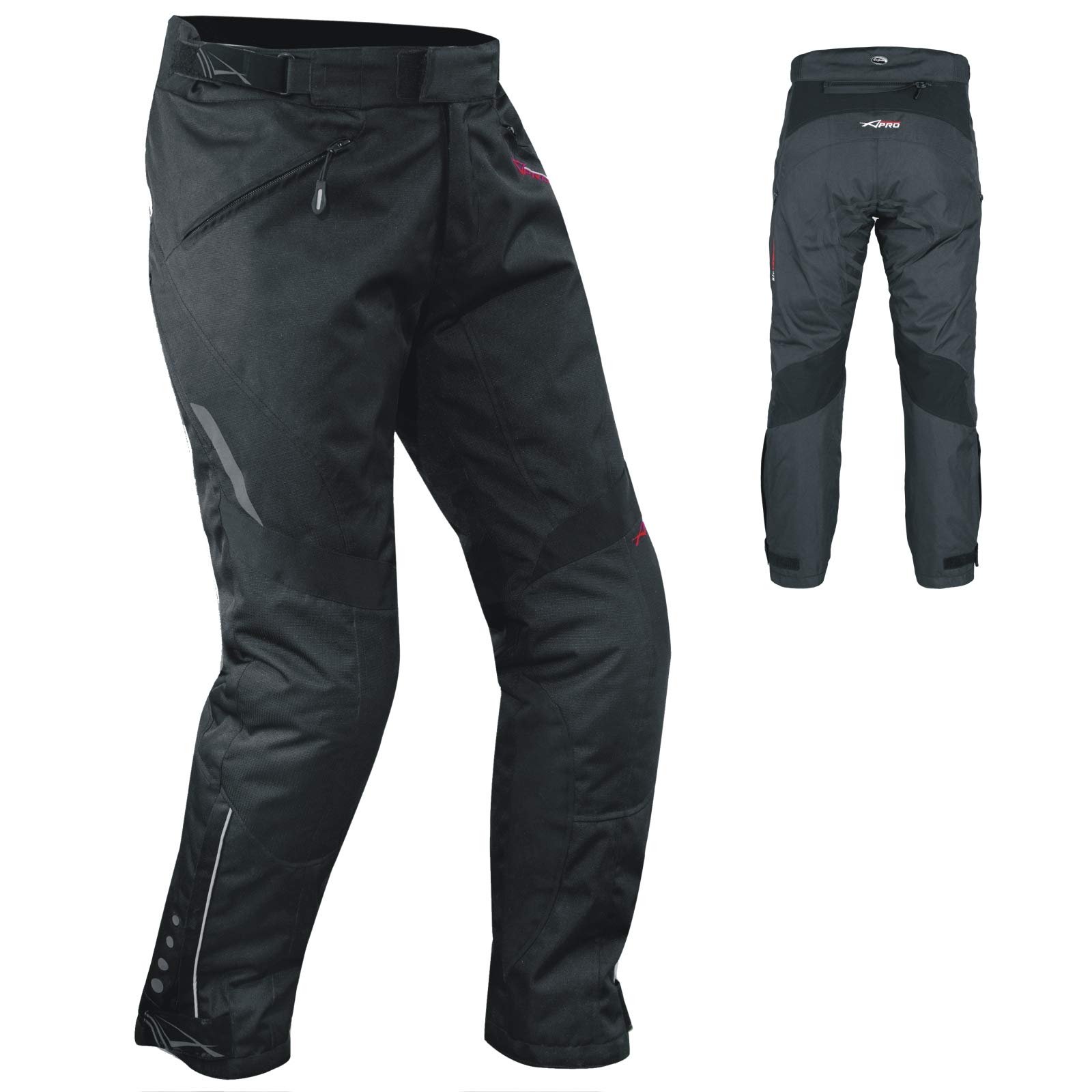 A-Pro Wasserdichte Motorrad Textil Hose Thermofutter Atmungsaktiv Schwarz 44 von A-Pro