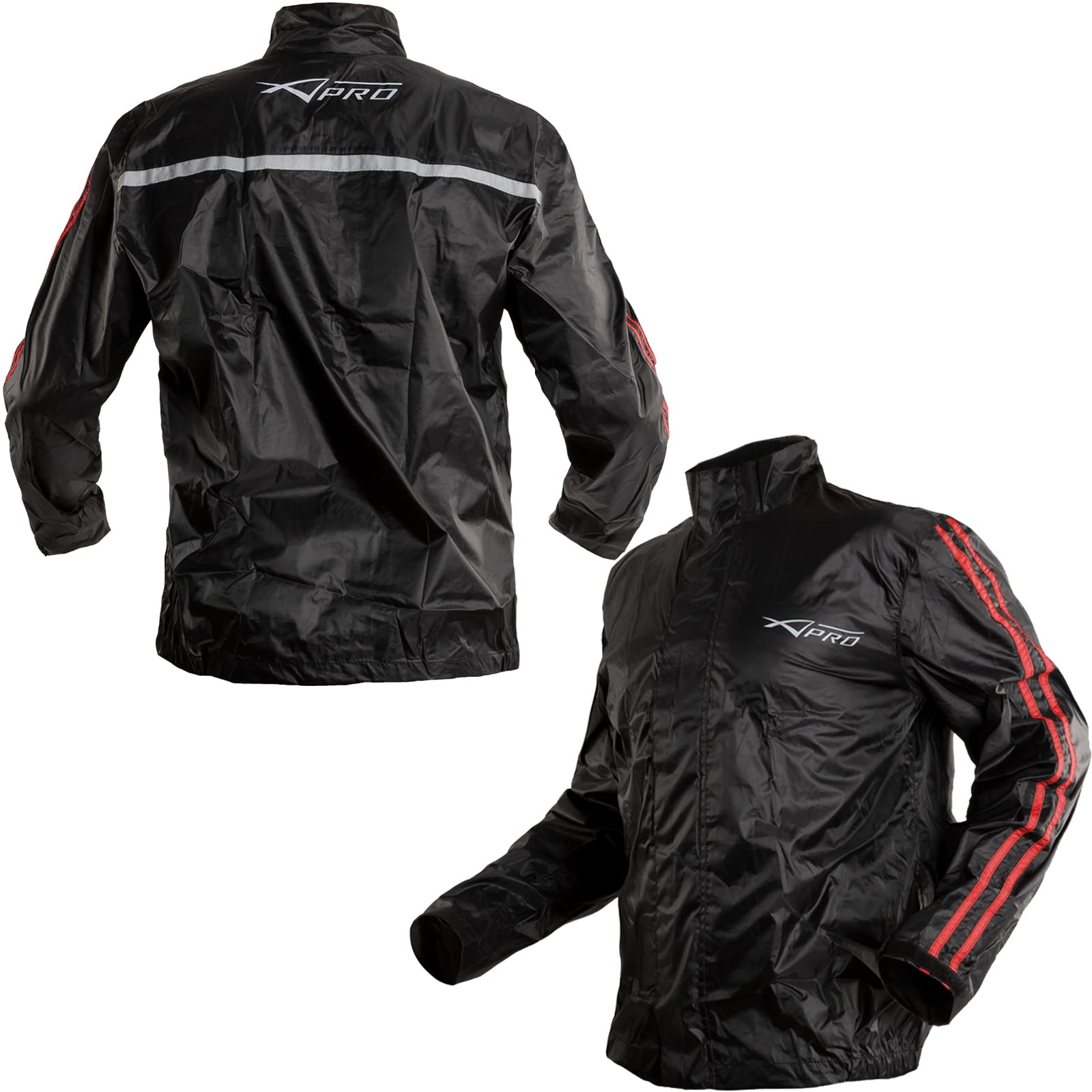 A-Pro Wasserdichte Winddicht Motorrad Innen Gefüttert Jacke Roller Regen Jacke Rot 3XL von A-Pro