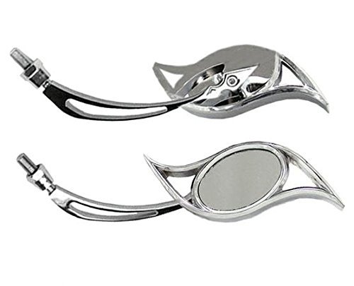 A-pro Lenkerspiegel Paar Custom Motorrad M10 Chrom Spiegel Lenker Chrome DX+SX von A-Pro