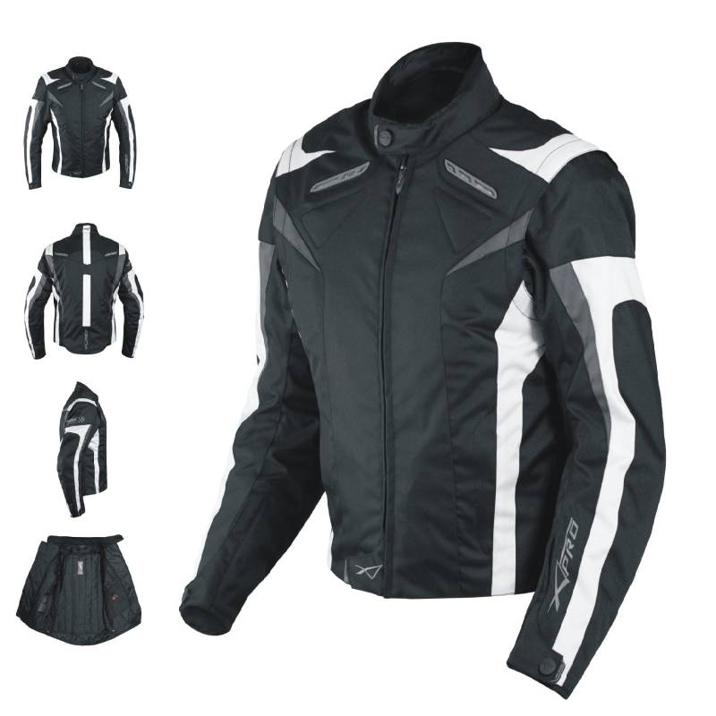 Damenjacke CE Protektoren Thermofutter Lüftungsschlitze Motorrad Weiss XS von A-Pro