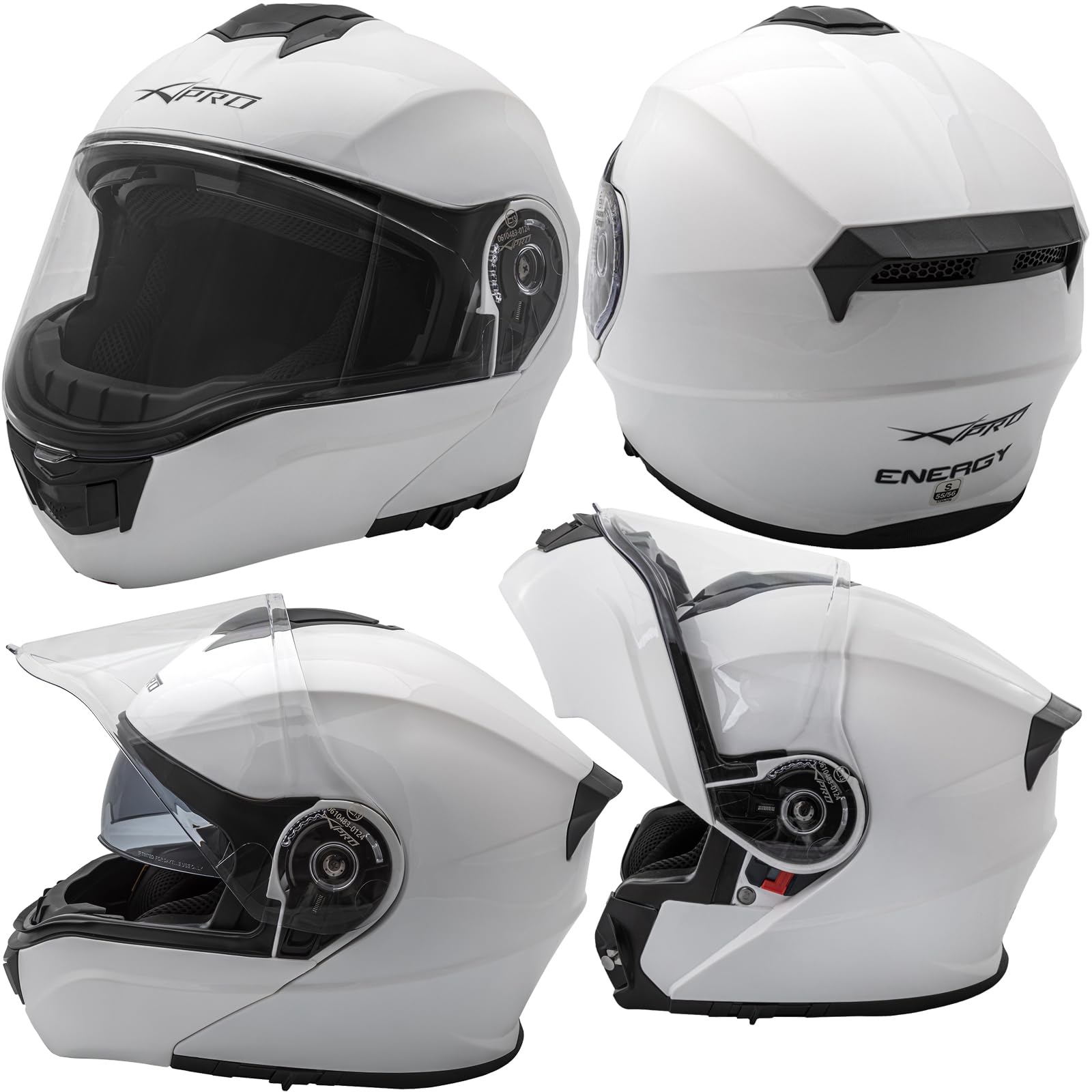 A-Pro Helm P/J KlappHelm Innensonnenblende MotorradHelm Modular Weiss L von A-Pro