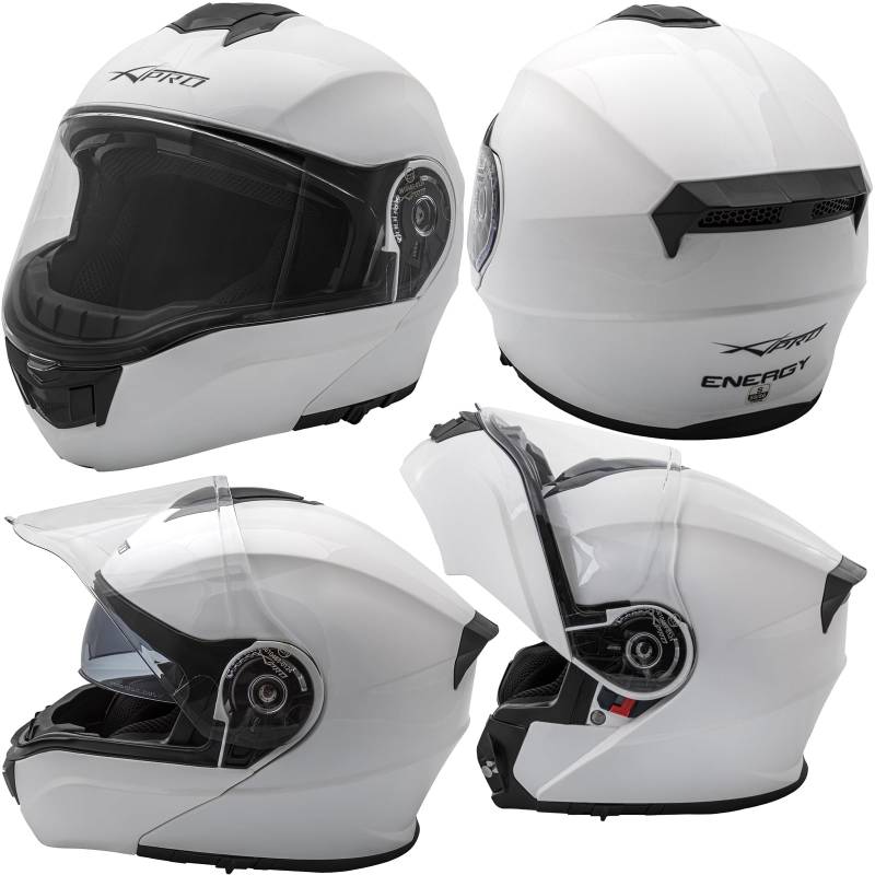 Helm P/J KlappHelm Innensonnenblende MotorradHelm Modular Weiss L von A-Pro