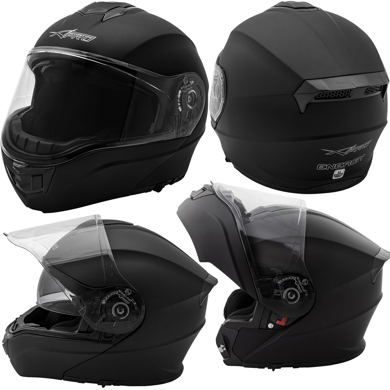 A-Pro Helm P/J KlappHelm Modular Innensonnenblende MotorradHelm Mat Schwarz XS von A-Pro