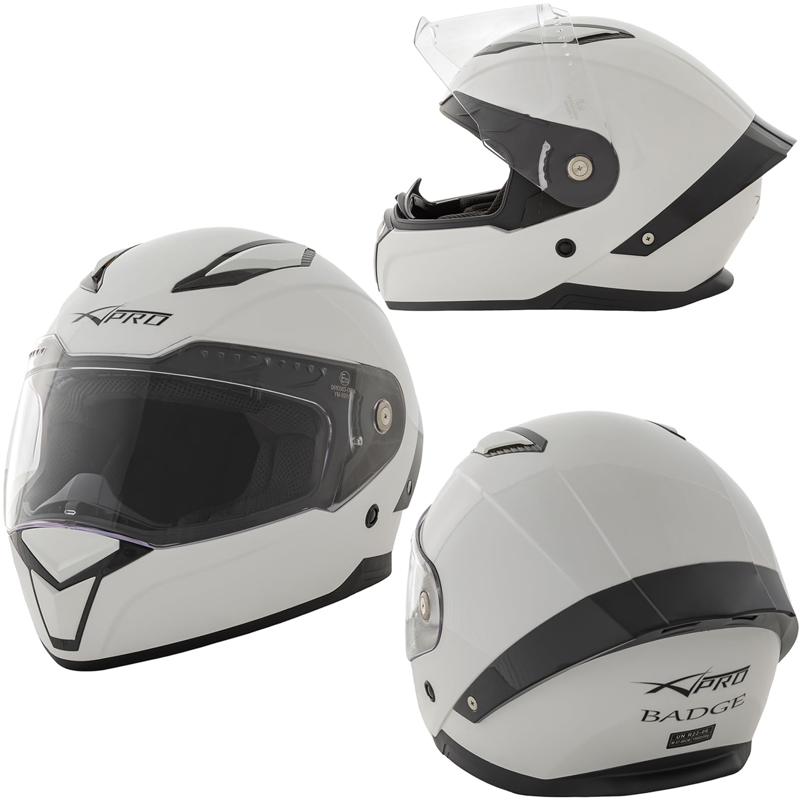 A-Pro Integralhelm Motorradhelm Rollerhelm Anti-Kratz-Visier Helm Weiss L von A-Pro