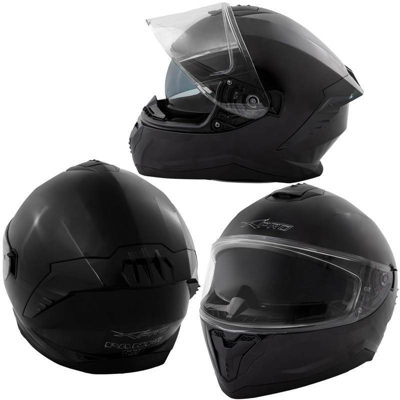 Integralhelm Motorradhelm Rollerhelm Innensonnenblende Helm Schwarz XL von A-Pro