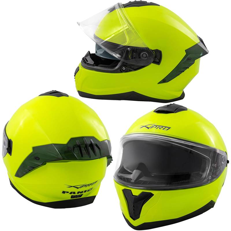 A-Pro Integralhelm Motorradhelm Rollerhelm Innensonnenblende Helm Touring Fluo XL von A-Pro