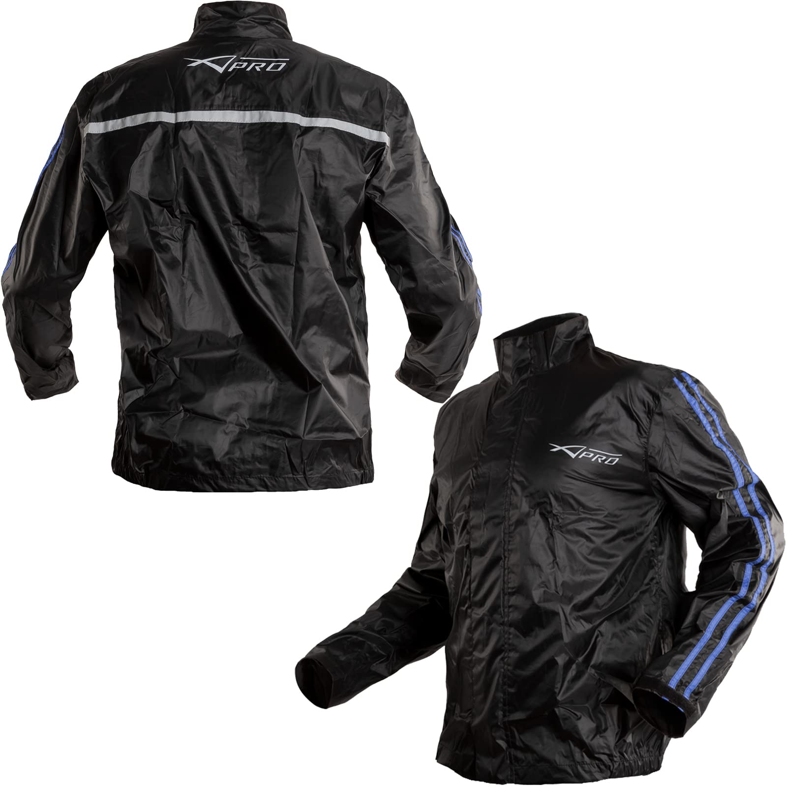 A-Pro Jacke Regen Motorrad Wasserdichte Jacke Winddicht Roller Gefüttert Innen Blau XL von A-Pro