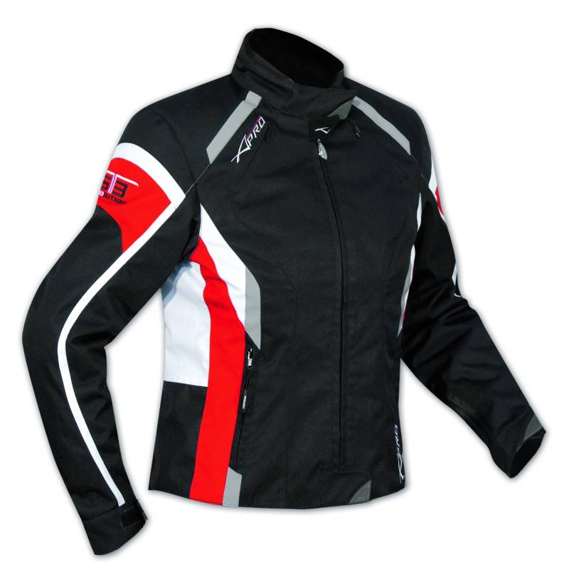 A-Pro Jacke Textil Damen Motorrad Racing All Season CE Protektoren Rot/Weiss XL von A-Pro