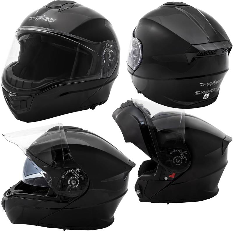 KlappHelm Helm P/J MotorradHelm Innensonnenblende Modular Schwarz XXL von A-Pro