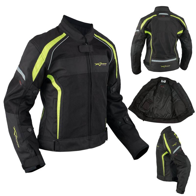 Motorrad Textil Damenjacke wasserdichte Atmungsaktivem Mesh Fluo XL von A-Pro