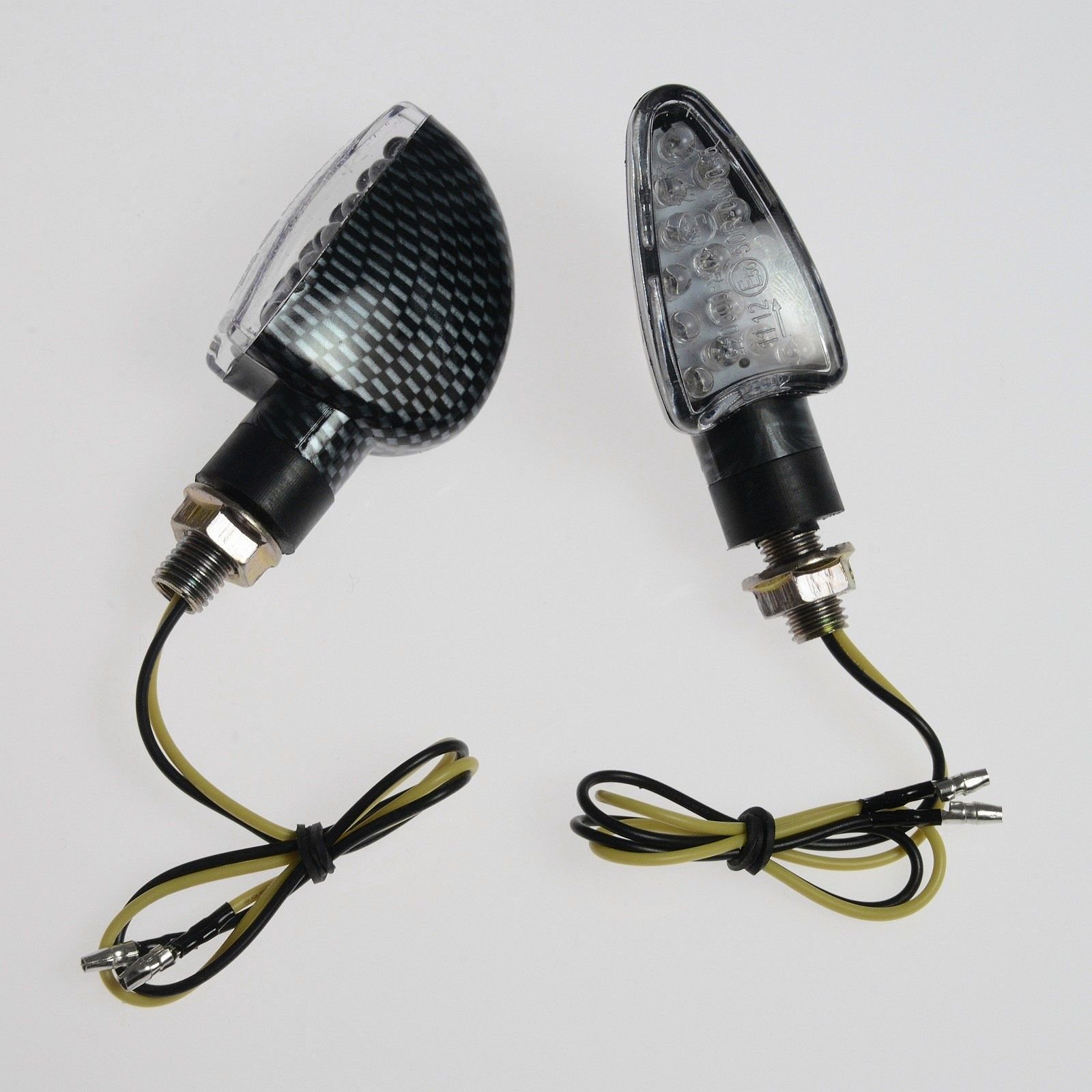 Motorrad Zubehoere Blinker LED Universal Paar Scooter 2 x 6,5 cm Carbon von A-Pro