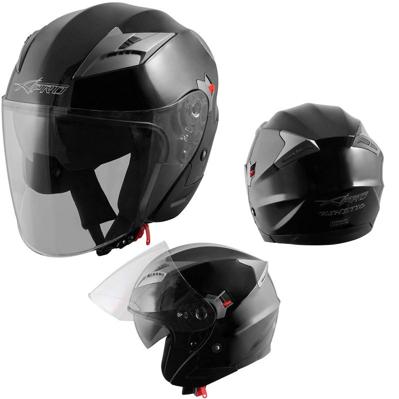 Motorradhelm Helm Sturzhelm Jethelm Roller Innensonnenblende Visier Schwarz M von A-PRO SRL