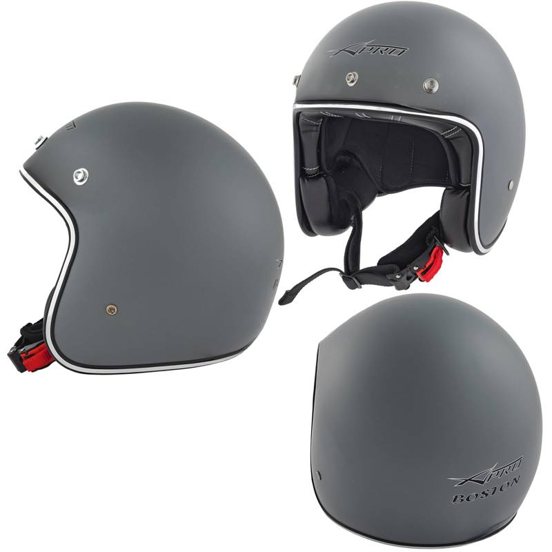 Motorradhelm Jet Helmet Homologated ECE 22-06 Mattgrau Custom Scooter XS von A-Pro