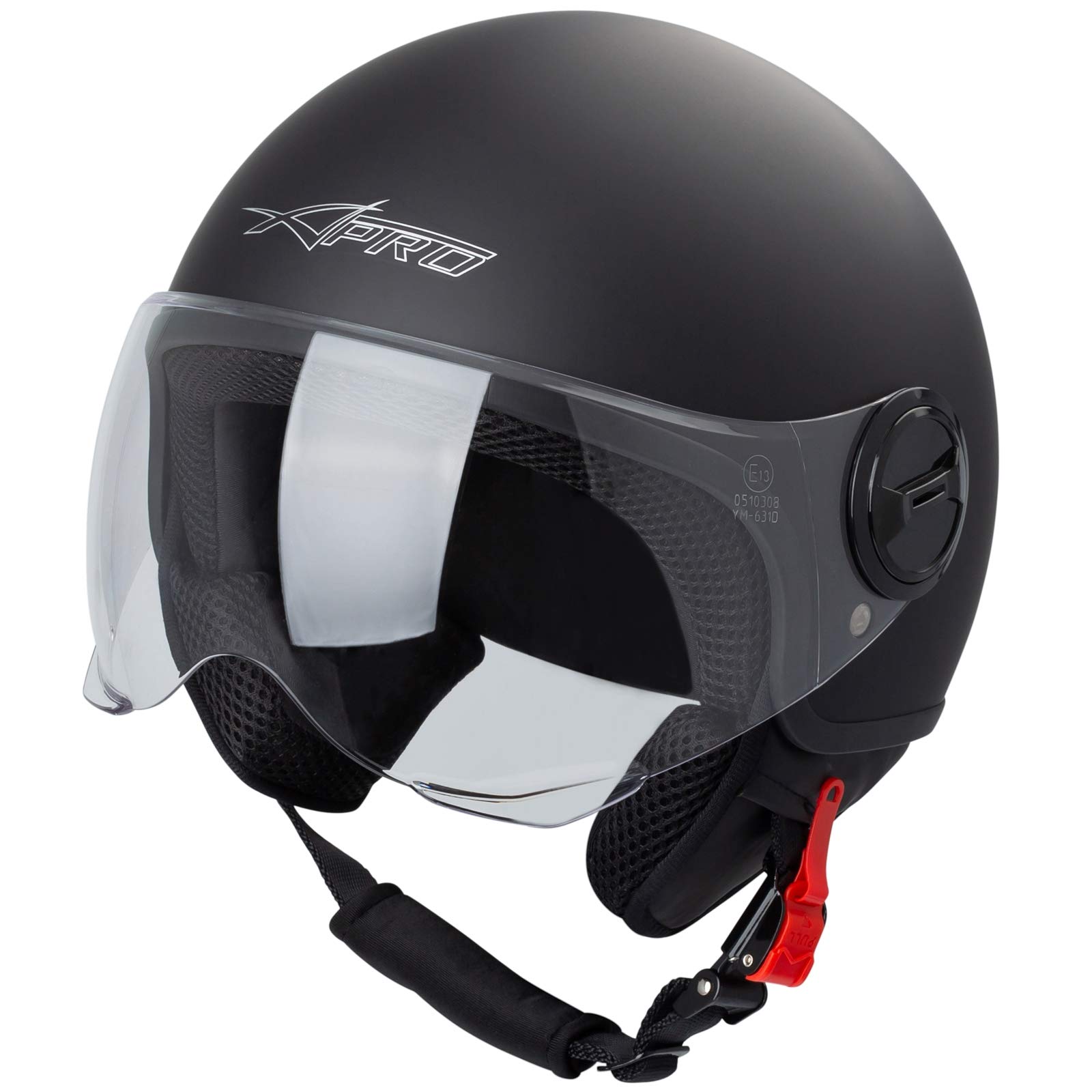 Motorradhelm Motorrad Roller Jet Helm Demi Avio Viser Homologiert SonicMoto Matt Schwarz M von A-PRO SRL