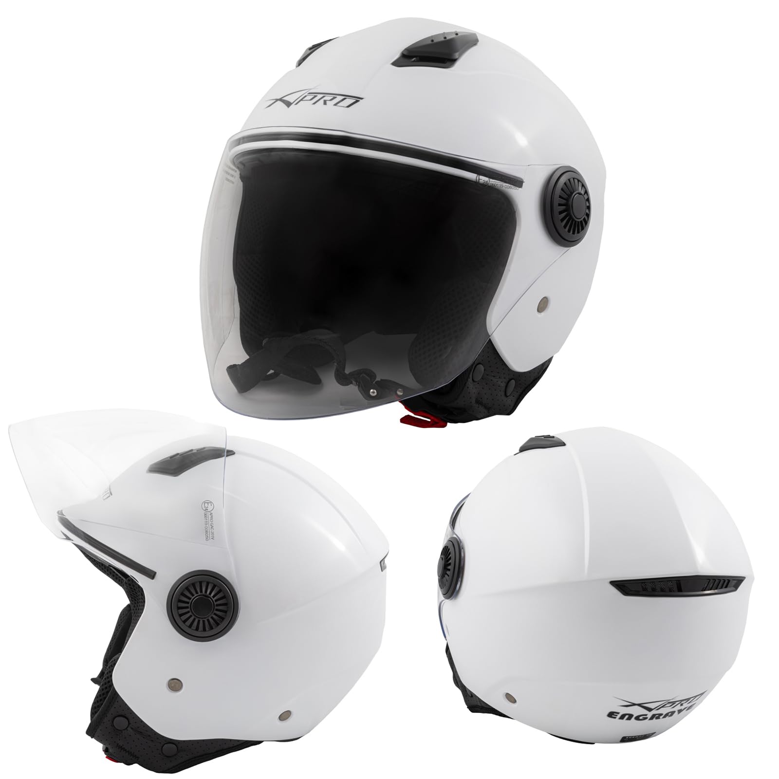 Motorradhelm Motorrad Roller Jet Langes Visier Helm ECE 22 Weiss XXL von A-Pro