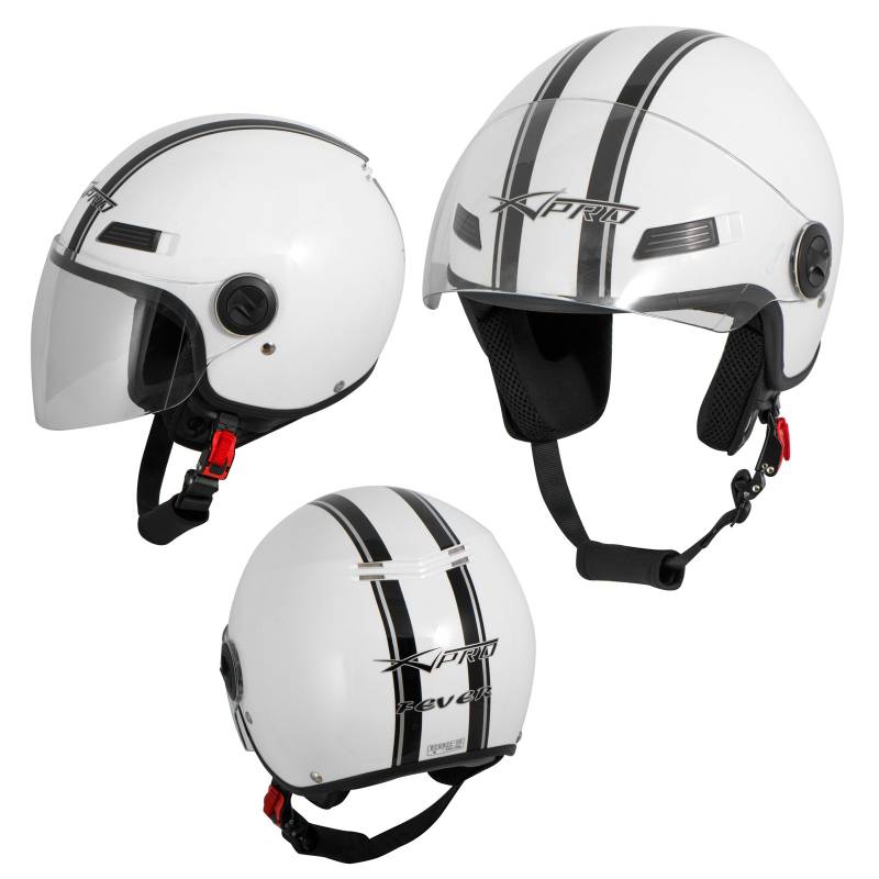 A-Pro Motorradhelm Motorrad Roller Offenes Jet Helm Viser ECE 22-06 Weiss XL von A-Pro