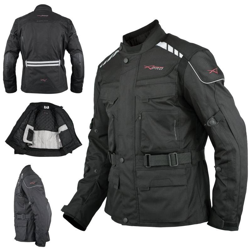 A-Pro Motorradjacke Roller Textil Thermoweste Wasserdichte Touring Schwarz 2X von A-Pro