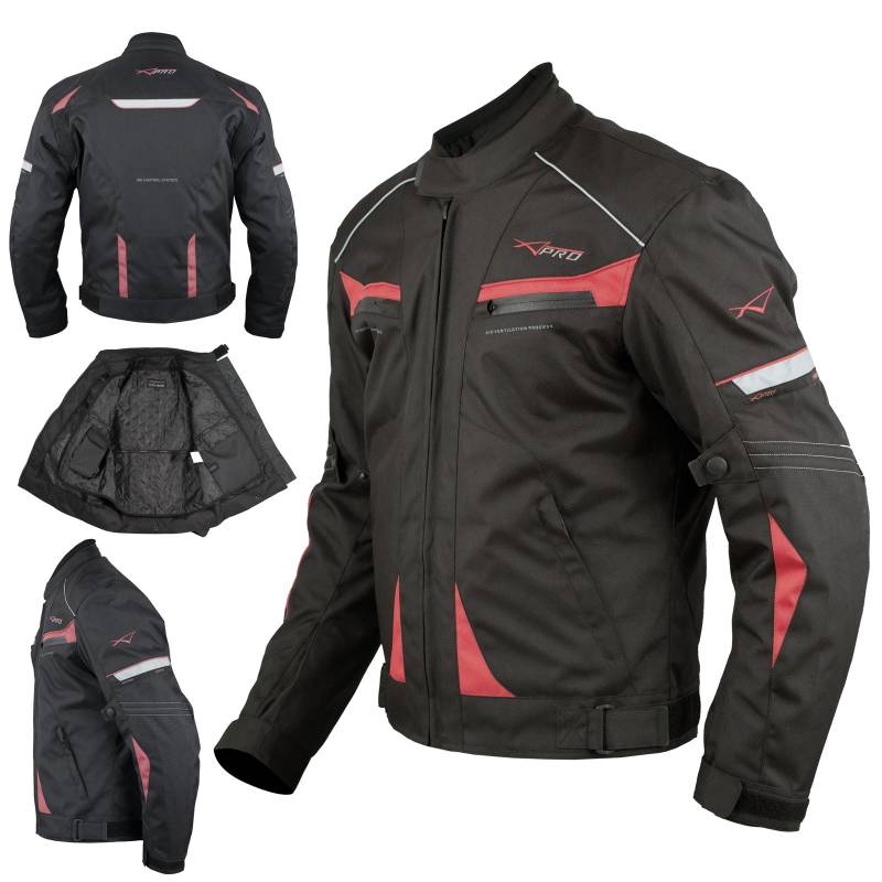 Motorradjacke Sport Textil Termofutter wasserdichte Entlüftet Roller Rot M von A-Pro