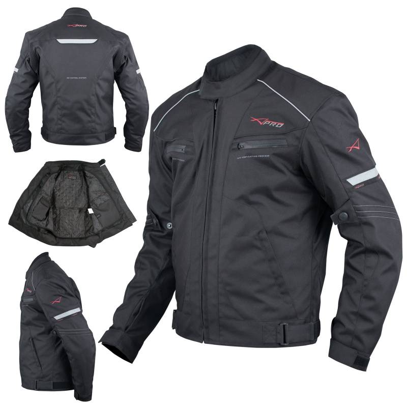 A-Pro Motorradjacke Sport Textil Termofutter Wasserdichte Entlüftet Roller Schwarz 2X von A-Pro