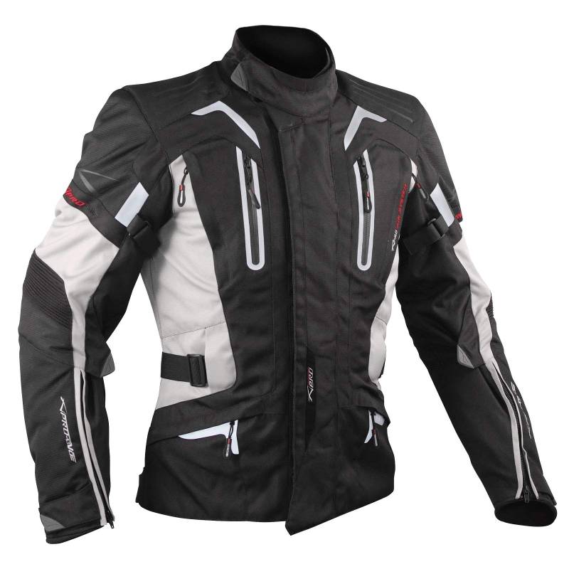 A-Pro Motorradjacke Textiljacke Motorrad Touring Protektoren Thermofutter Grau 3XL von A-Pro