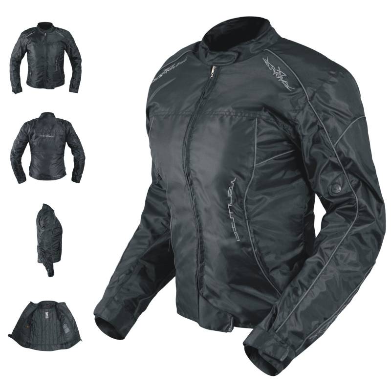 A-Pro Oxford Jacke Damen Textil Protektoren Thermoweste Motorrad Wasserdicht Schwarz L von A-Pro