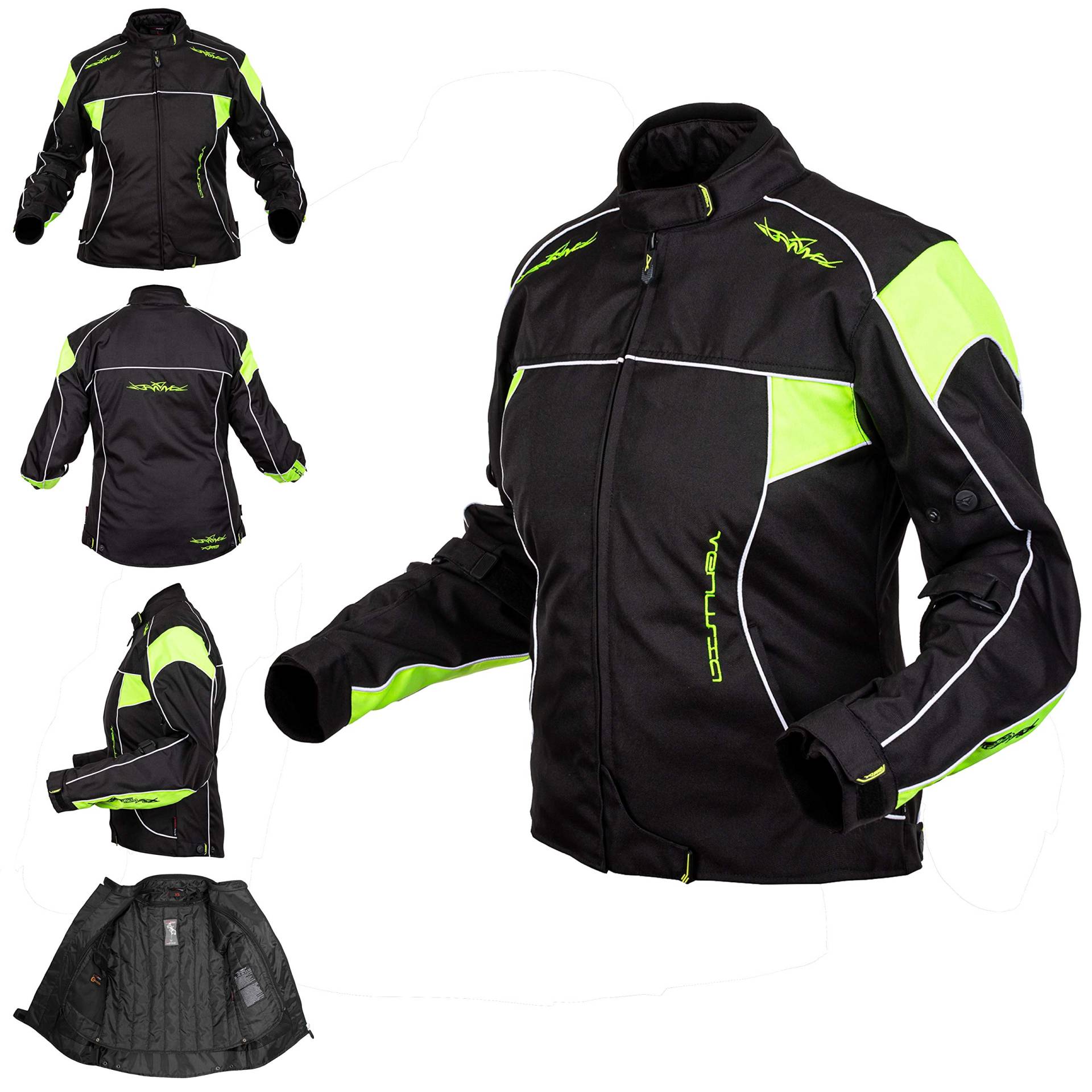 Oxford Jacke Textil Damen Protektoren Wasserdicht Motorrad Thermoweste Fluo L von A-Pro