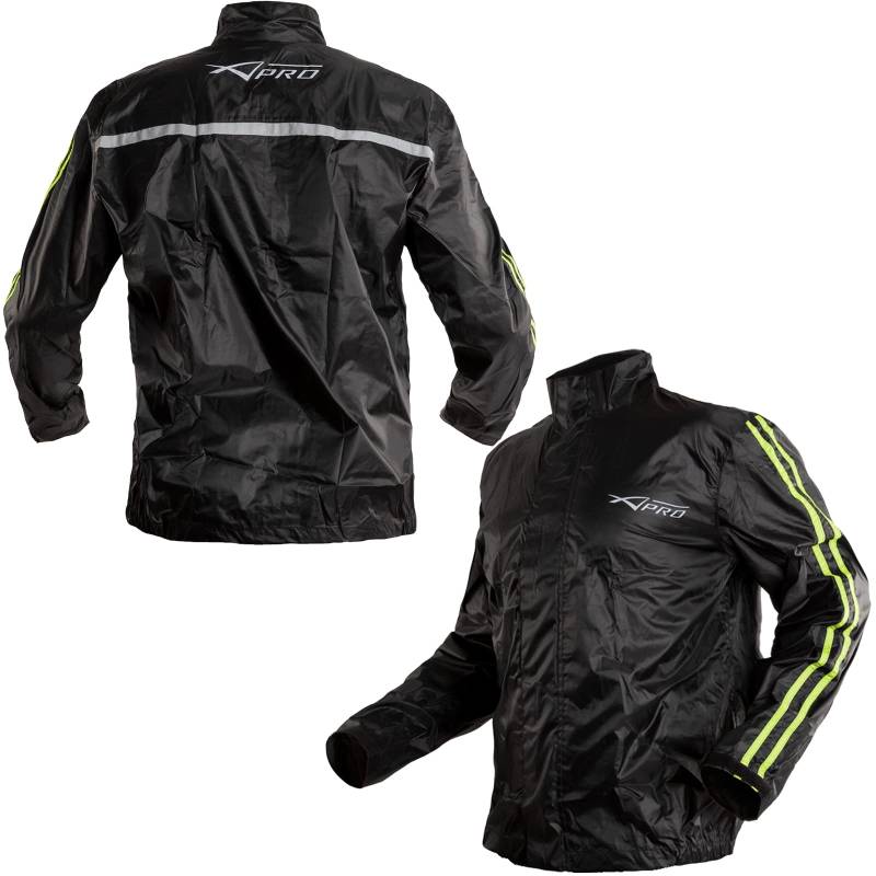 Regen Jacke Winddicht Motorrad Sichtbarkeit Jacke Roller Wasserdicht Gelb Fluo XL von A-Pro