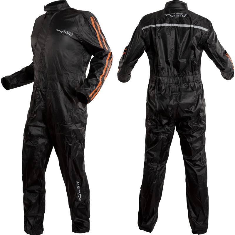 Regenkombi Wasserdicht Regenjacke Motorrad Regenanzug Regenhose Orange 3XL von A-Pro