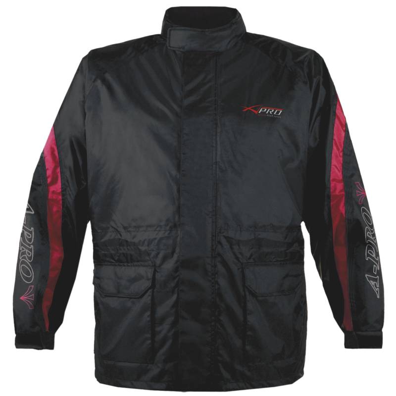 wasserdichte Regen Jacke ueber Jacke Motorrad Roller Innen Gefüttert Rot 3XL von A-Pro