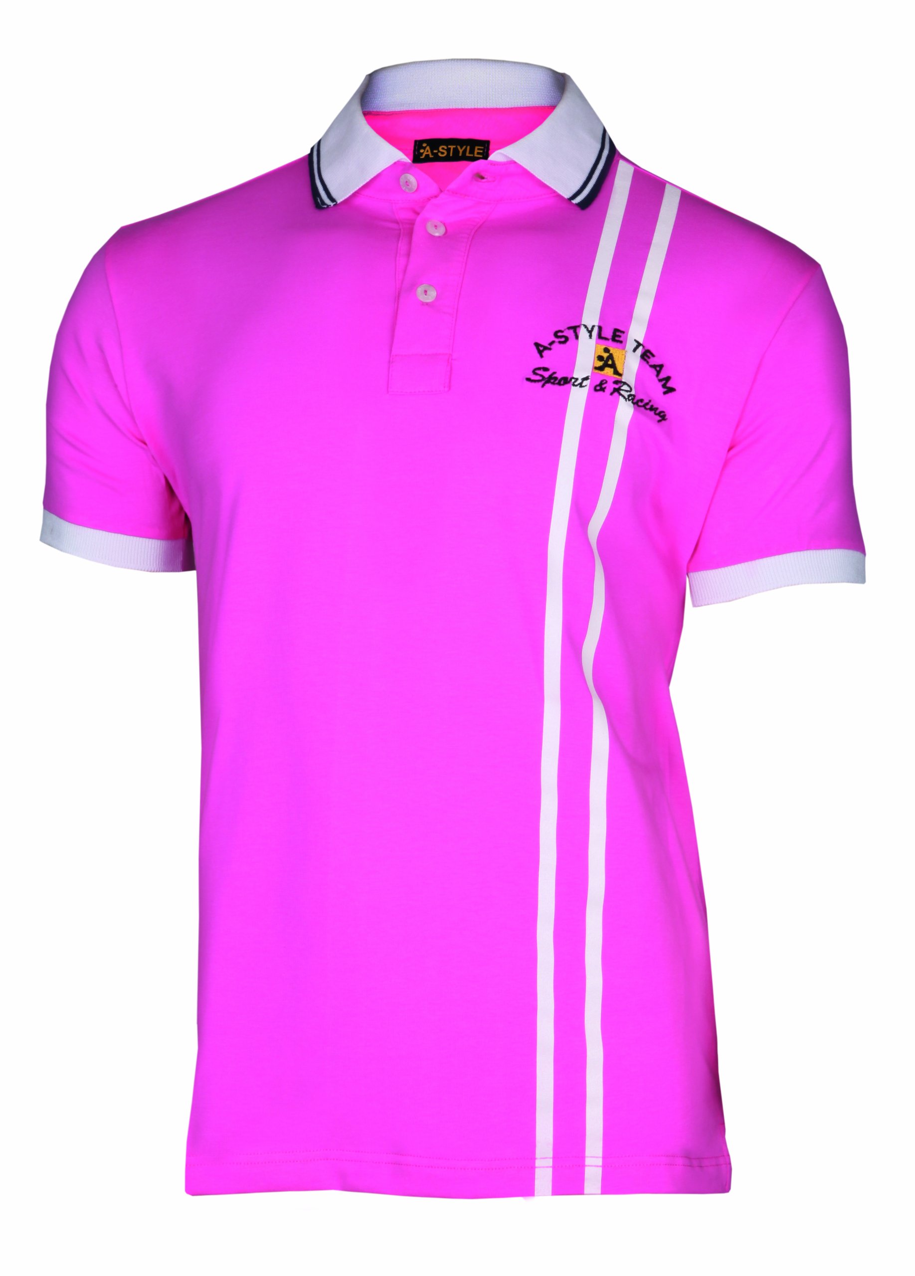 A-Style Polo Shirt Stripes, Rosa, M von A-Style