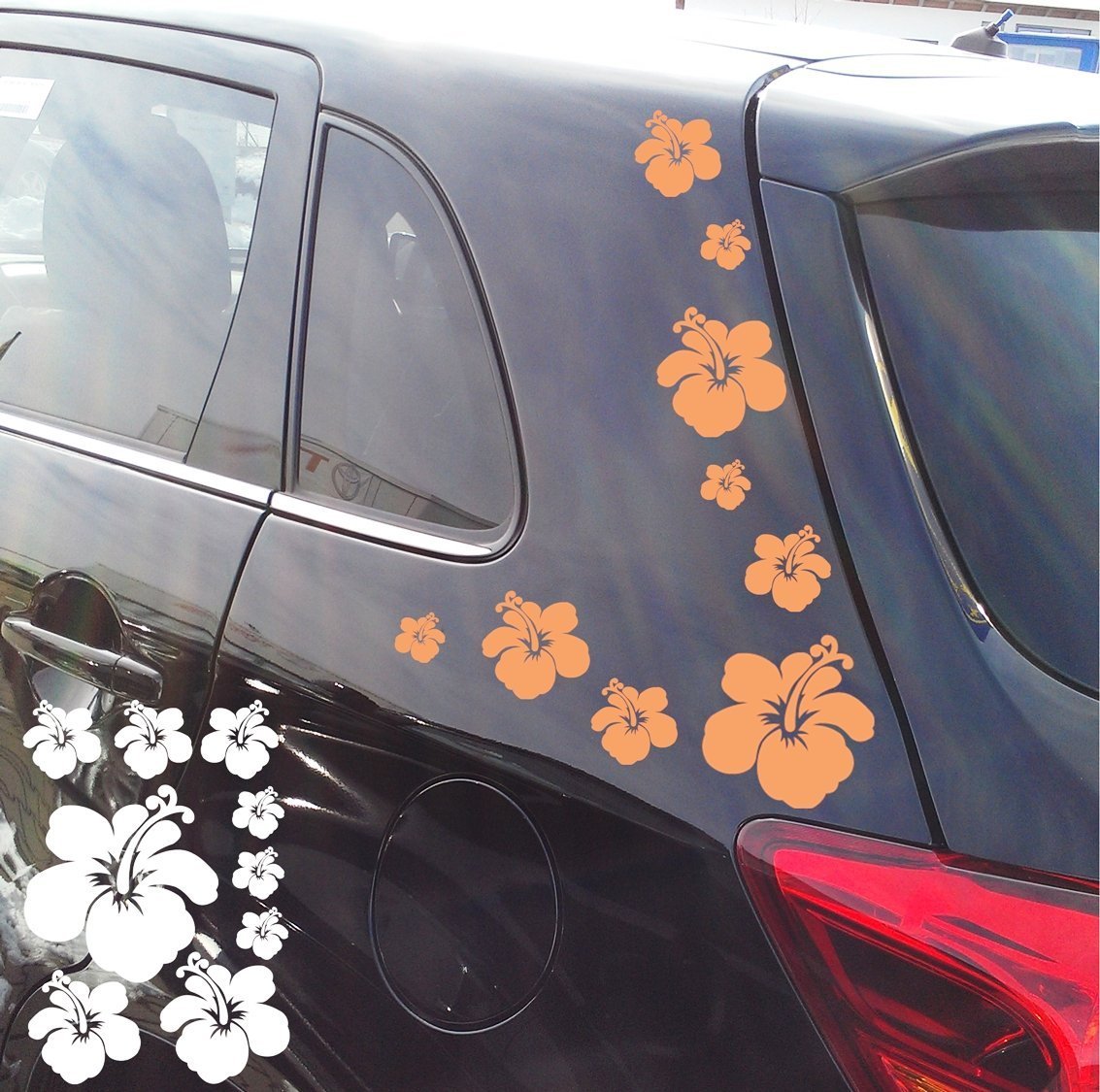 ***NEU*** Auto Aufkleber/Sticker Hibiskusblüten B2 Komplett-Bogen v. A&D Design *Wunschfolienfarbe* von A&D design Deutschland