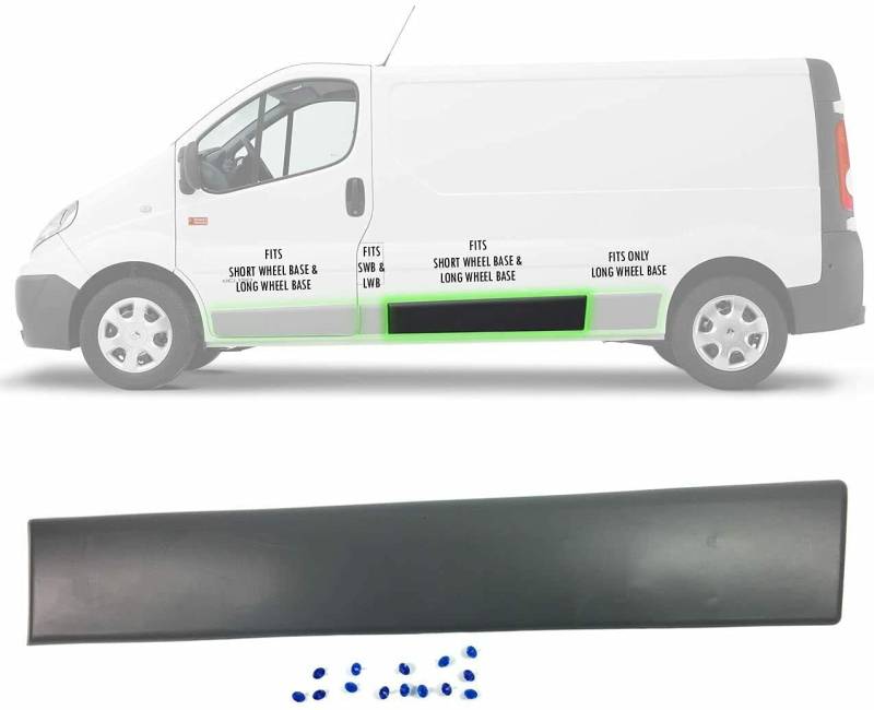 Zierleiste Mittelteil lang links kompatibel für Trafic II, Vivaro A, Primastar 2001-2013 OE: 8200036093, 91165348 von A.T.U