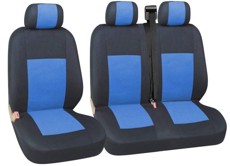 2+1 Vordere Van SItzbezüge Polyester Bus Schonbezüge Set Kunststoff Schwarz/Blau Sitzschöner Vorne PKW Neu Hochwertig Tierschutz von A1