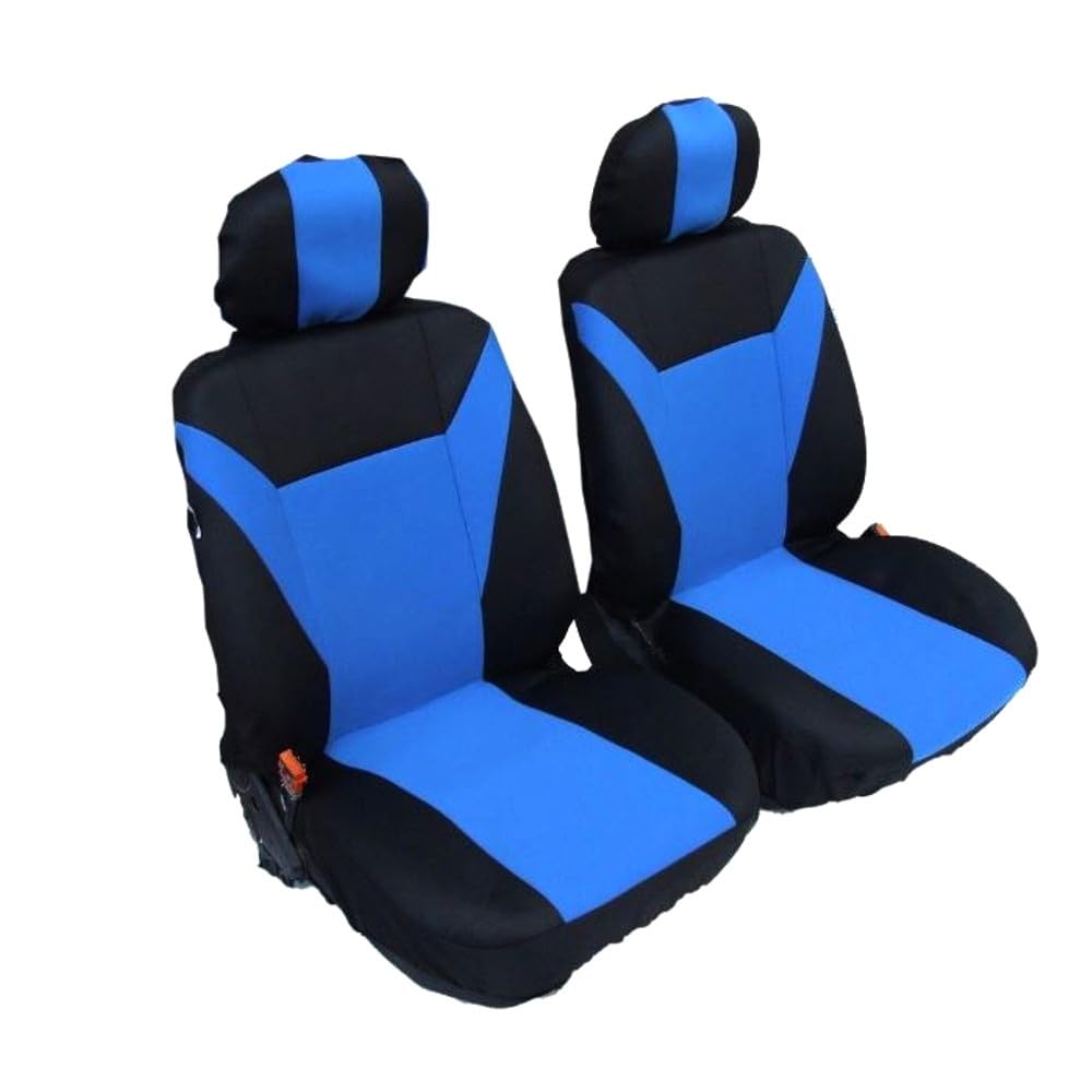 2 vordere Auto Sitzbezug Polyester Blau/Schwarz Sitzbezüge Vorne Set Schonbezüge 1+1 Fahrerseite + Beifahrerseite Komfort Schonbezug Universal Auto PKW Neu OVP Hochwertig von A1