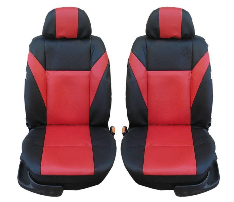 2X vordere Auto Sitzbezug 1+1 Vorne Sitzbezüge Schonbezüge Set Fahrerseite + Beifahrerseite Schonbezug Schwarz/Rot Kunstleder Neu OVP Hochwertig Auto PKW Tierschutz mit ABE Prüfung von A1