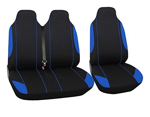 Vordere 2+1 Sitzbezüge Bus Van Sitzschöner 2er Set Blau/Schwarz Polyester Schonbezüge Vorne OVP Neu Hochwertig Kompatibel mit Kastenwagen von A1