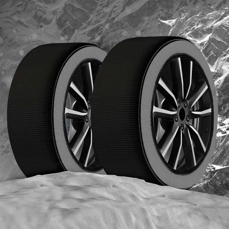 A2ZWORLD Textil-Schneeketten für Reifen, Schneeketten für Autos, zertifiziert nach EN 16662-1, Farbe Schwarz, Größe (S) von A2ZWORLD