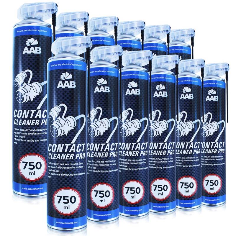 AAB Contact Cleaner PRO 750ml - Wertpaket 12 Stück - Elektrischer Kontakte Reiniger – Kontaktspray Elektronik, Electronics Reiniger, Elektronik Spray, Electronic Cleaner, Kontaktspray Auto von AABCOOLING