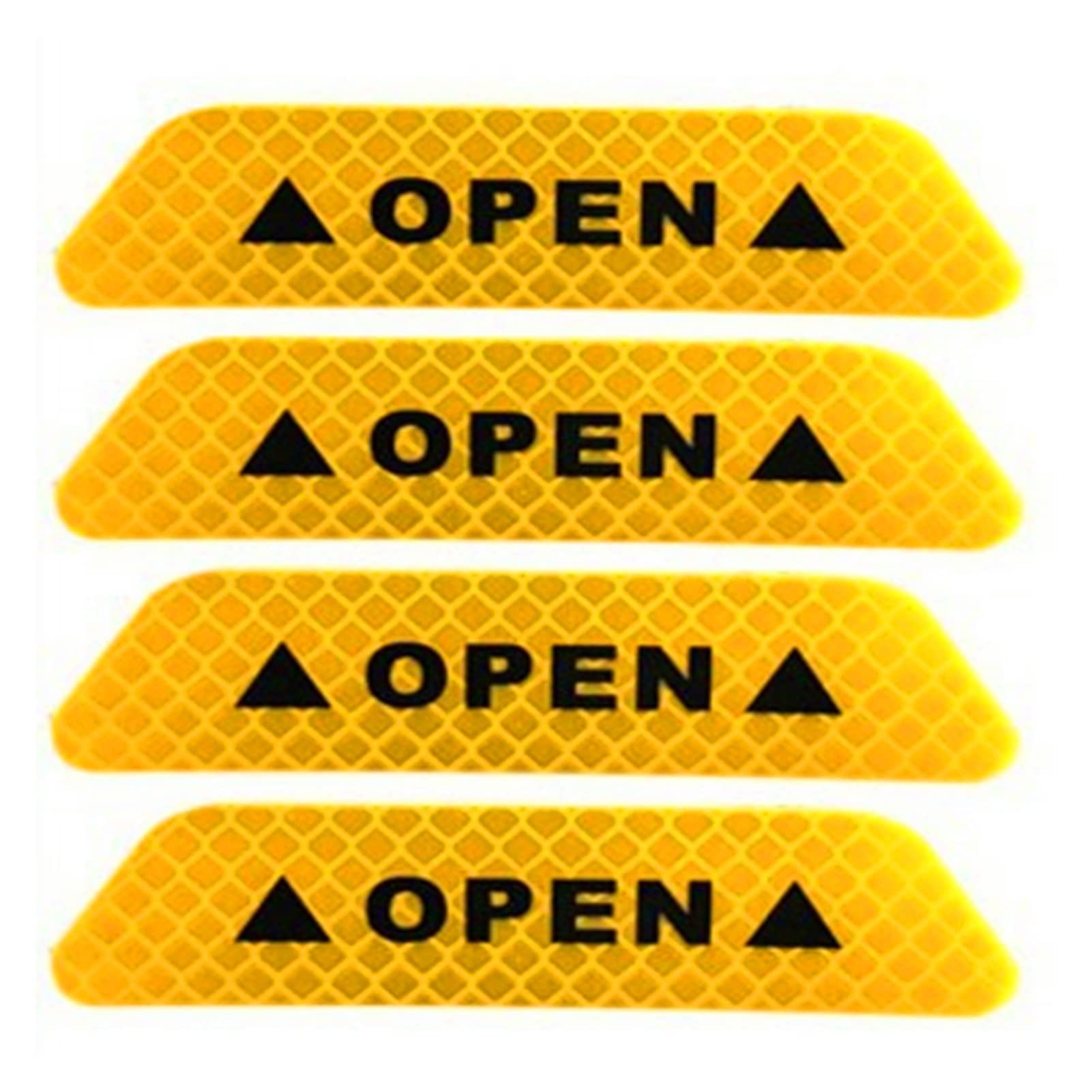 AANAN 4 Teile/satz Autotür Aufkleber DIY Auto Öffnen Reflexband Warnzeichen Reflektierende Öffnen Hinweis Fahrrad Zubehör Auto Dekoration(4Pcs Yellow) von AANAN
