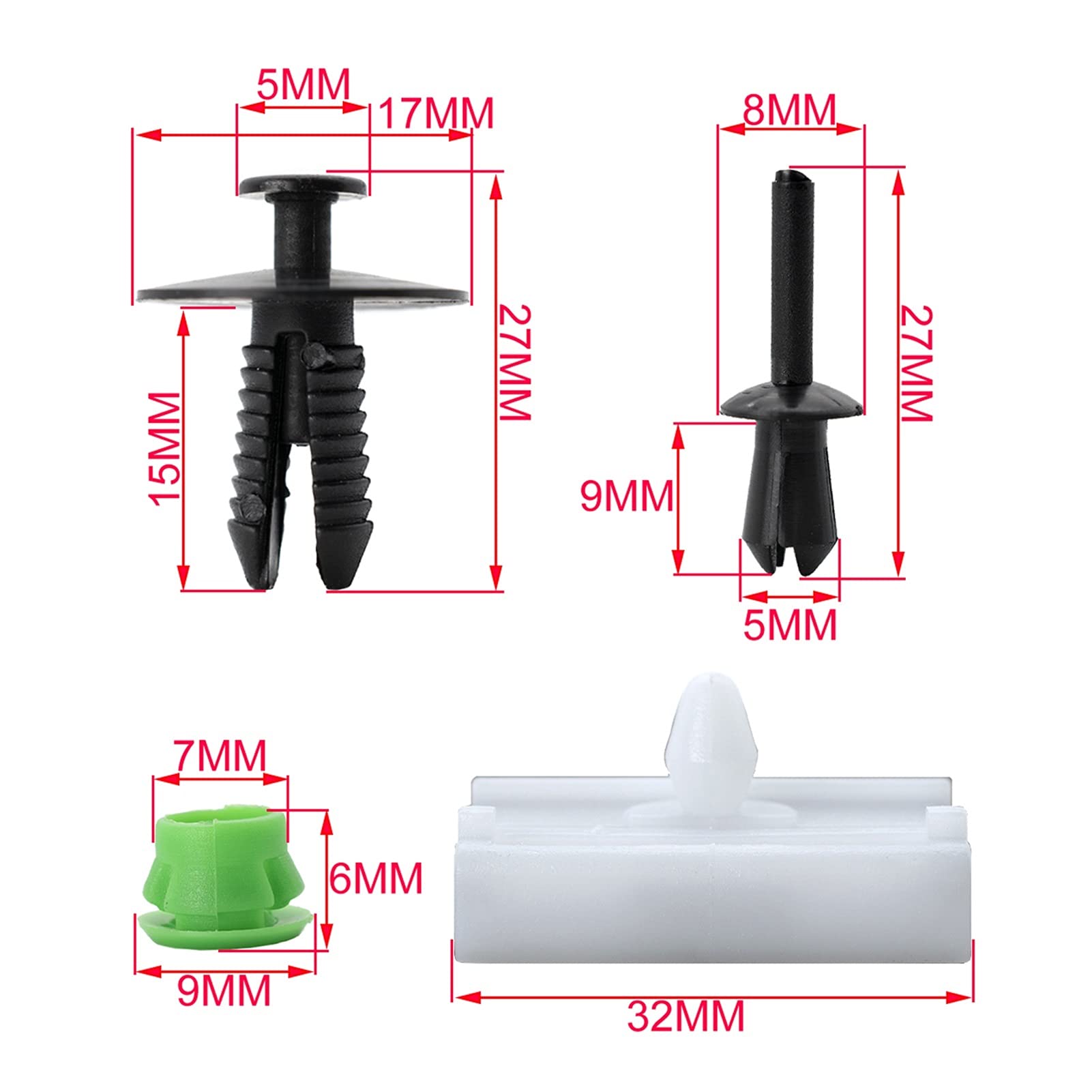 AANAN 80 Stück Clips, kompatibel mit E36 316i 318i 318tds 323i 325tds 328i M3, Seitenschweller, Zierleisten, Tüllenclip, Befestigungsschraube, Stecker, Nieten von AANAN