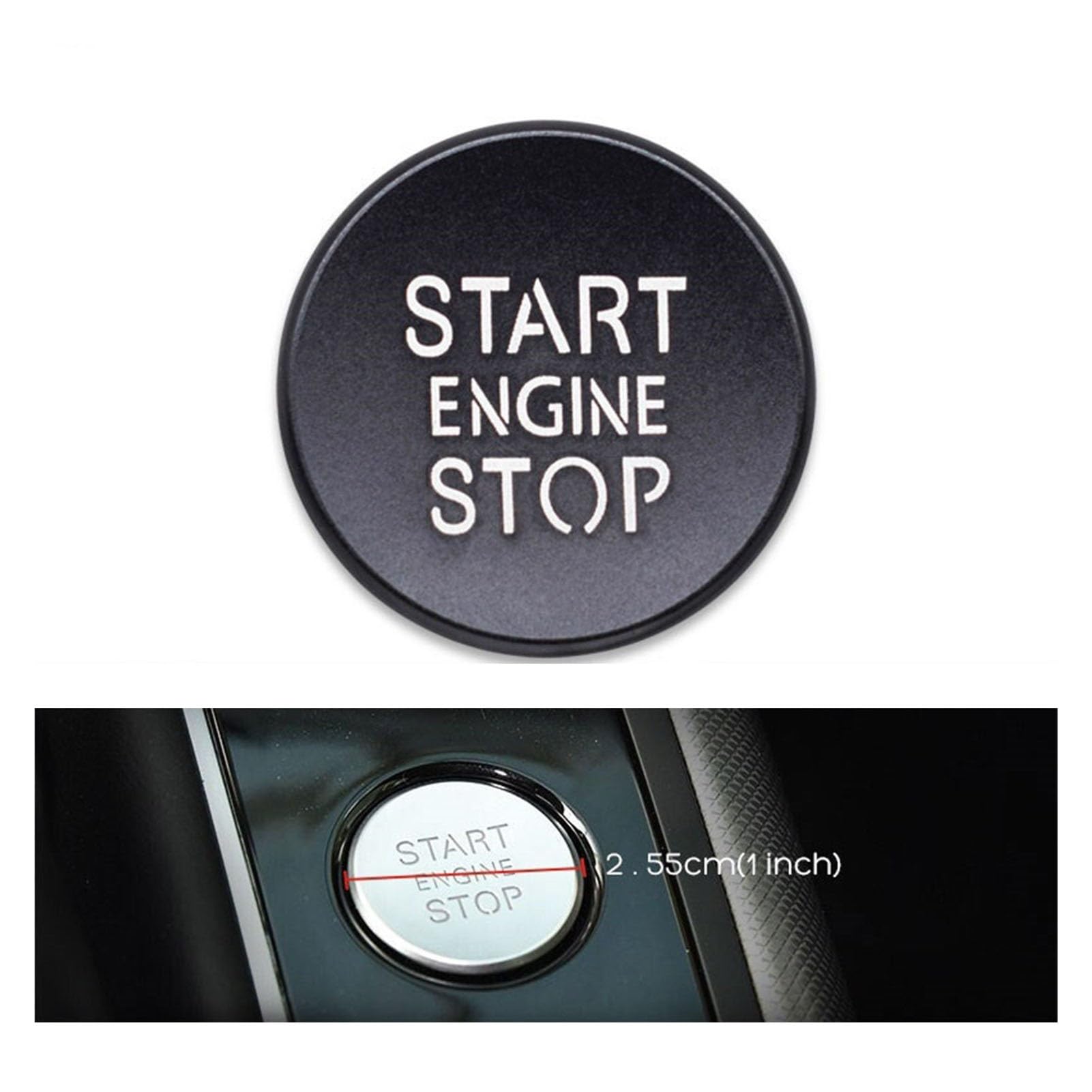 AANAN Auto-Styling-Innenausstattung, Auto-Motor-Start-Stopp-Knopfringe, Hülle, kompatibel mit B8 A6L A4 A5 A6 A7 Q5 8R C7 B9 BT-Abdeckung(Black Button Cover) von AANAN