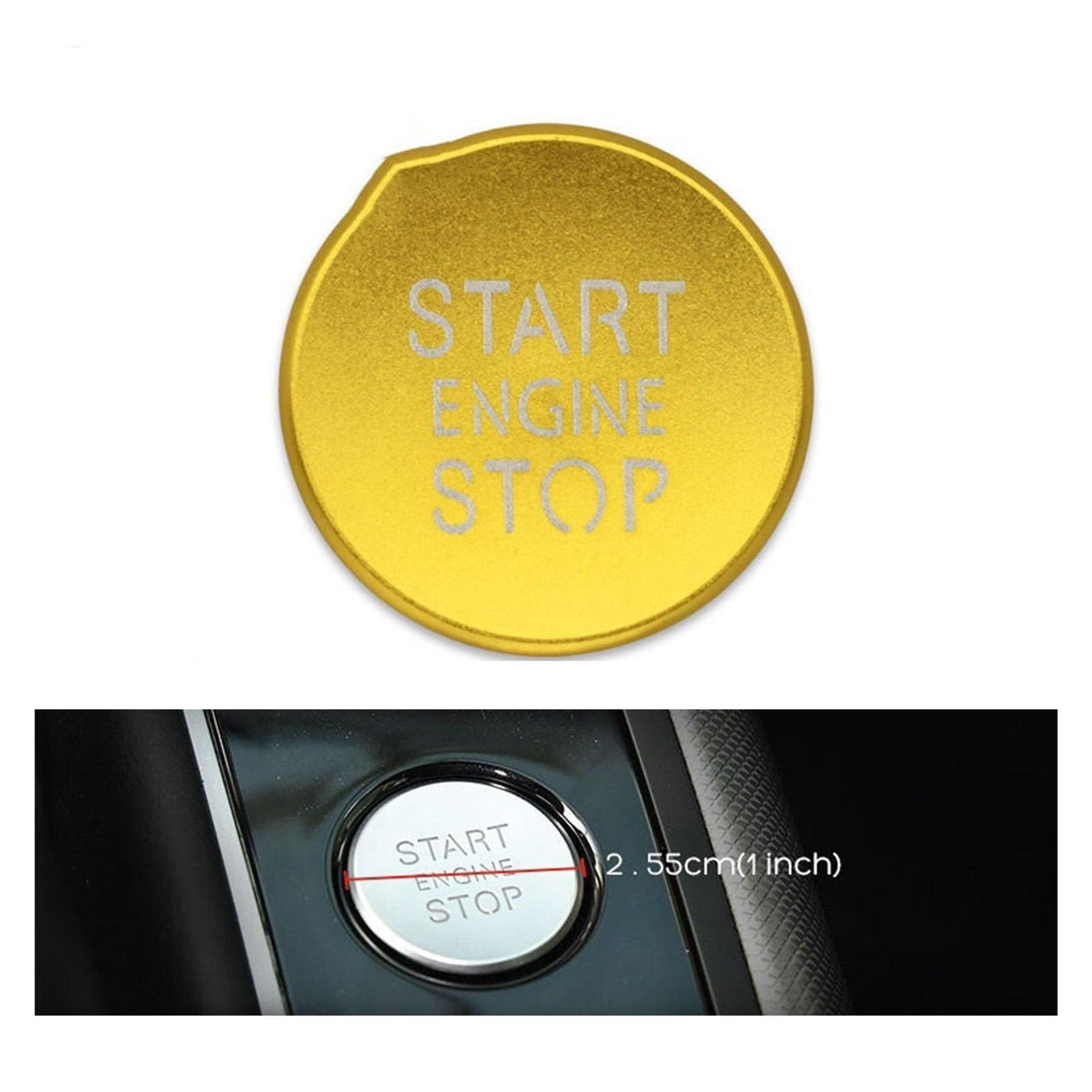AANAN Auto-Styling-Innenausstattung, Auto-Motor-Start-Stopp-Knopfringe, Hülle, kompatibel mit B8 A6L A4 A5 A6 A7 Q5 8R C7 B9 BT-Abdeckung(Gold Button Cover) von AANAN