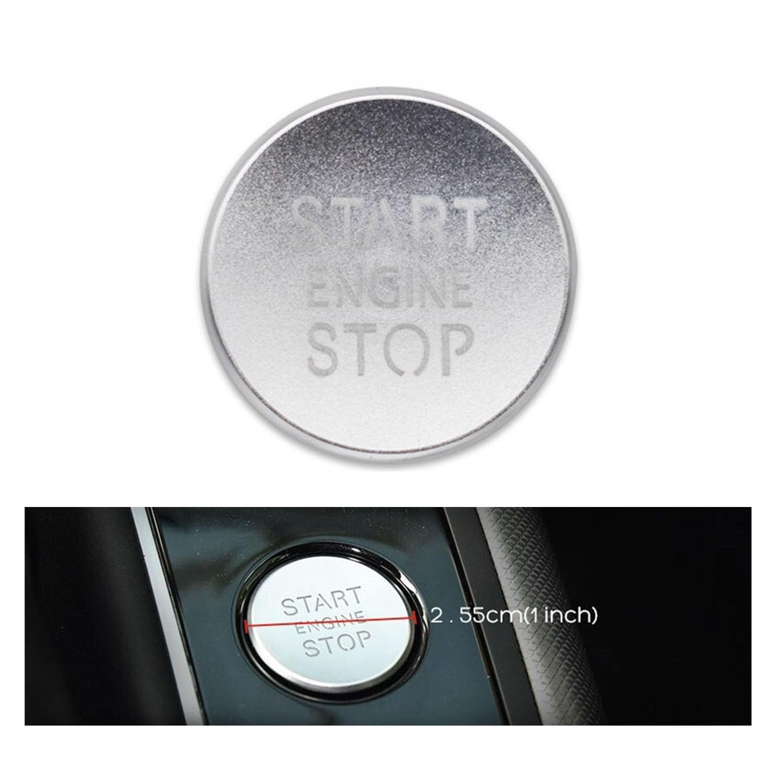 AANAN Auto-Styling-Innenausstattung, Auto-Motor-Start-Stopp-Knopfringe, Hülle, kompatibel mit B8 A6L A4 A5 A6 A7 Q5 8R C7 B9 BT-Abdeckung(Silver Button Cover) von AANAN
